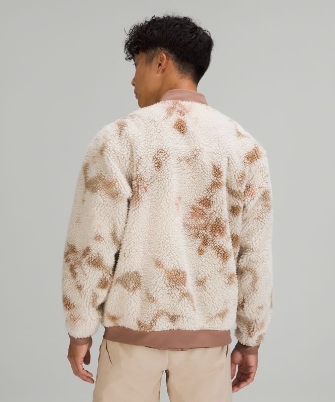Lululemon Lab Textured Fleece Bomber Jacket Jackor Herr Vita Bruna | OXQA-75126