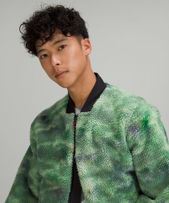 Lululemon Lab Textured Fleece Bomber Jacket Jackor Herr Gröna Olika Färger | KUWX-31257