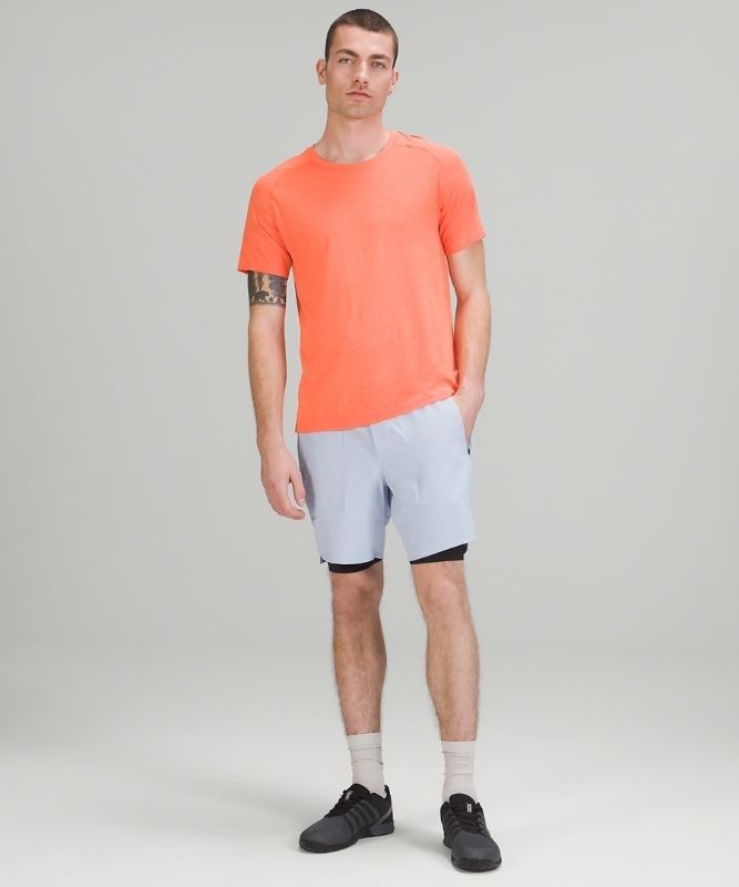 Lululemon License to Train Lined Short 7 Shorts Herr Blå Beige | OEAQ-01328