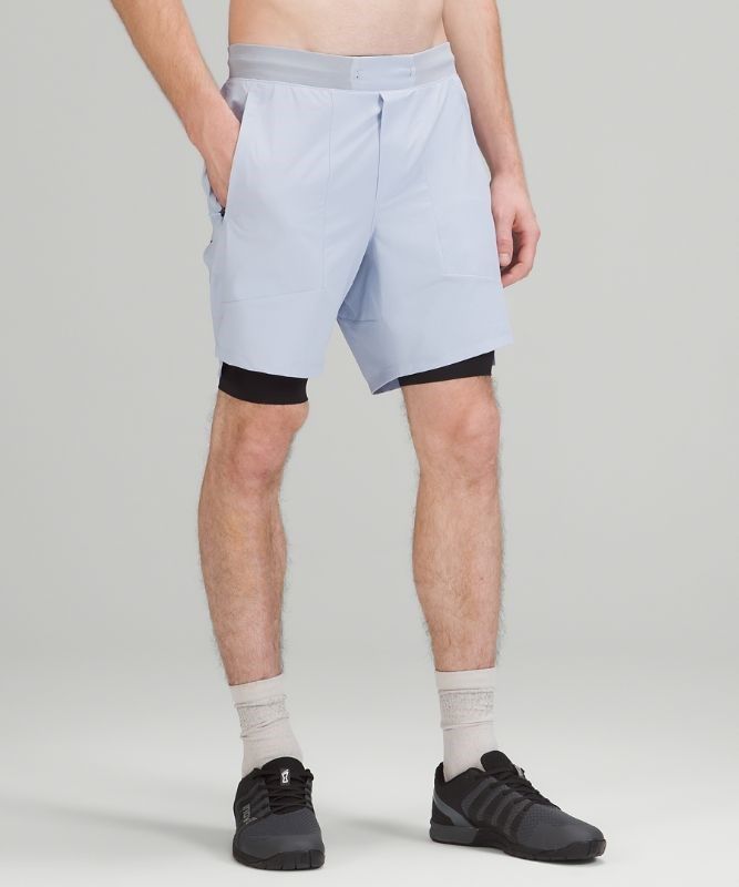 Lululemon License to Train Lined Short 7 Shorts Herr Blå Beige | OEAQ-01328