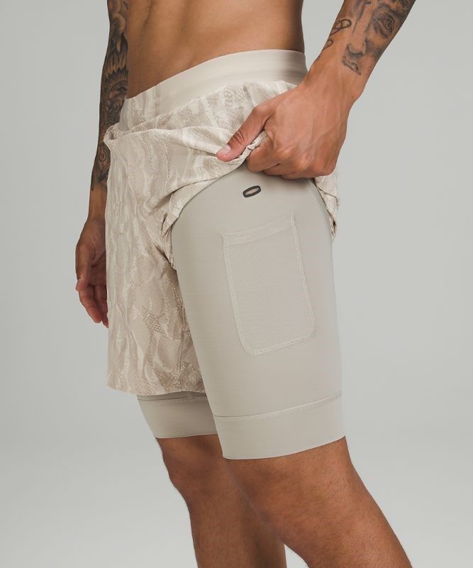 Lululemon License to Train Lined Short 7 Shorts Herr Vita Beige | ELKN-58019