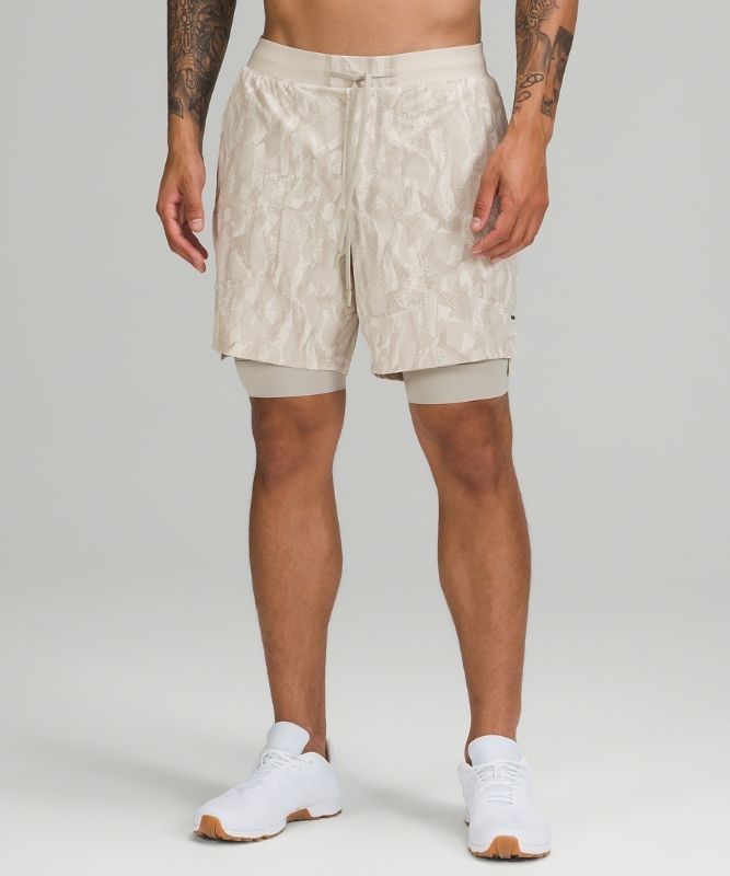 Lululemon License to Train Lined Short 7 Shorts Herr Vita Beige | ELKN-58019