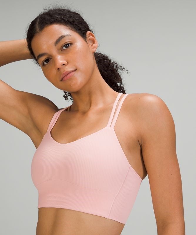 Lululemon Like a Cloud Ribbed Longline Bra Light Support Sport BH Dam Rosa | RVQB-92715