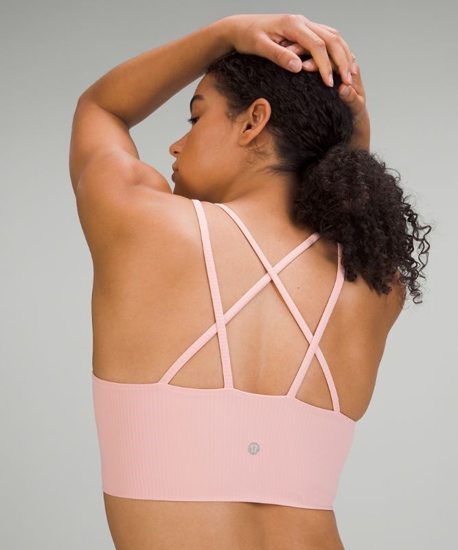 Lululemon Like a Cloud Ribbed Longline Bra Light Support Sport BH Dam Rosa | RVQB-92715