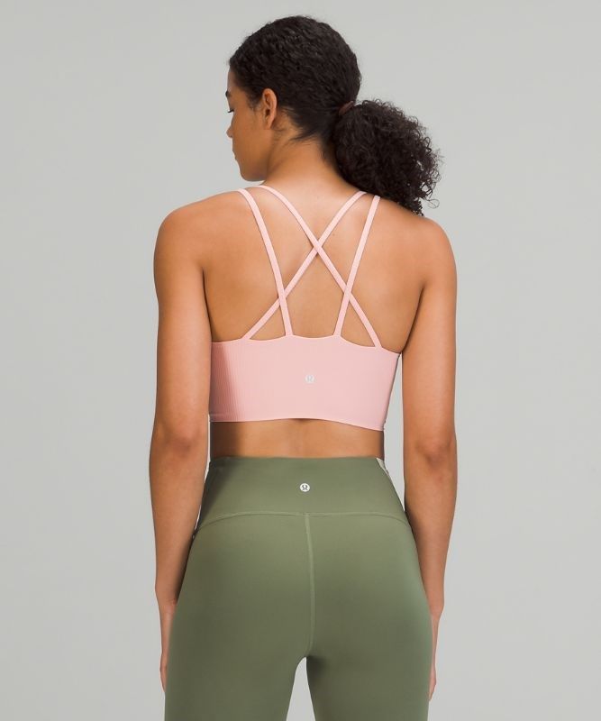 Lululemon Like a Cloud Ribbed Longline Bra Light Support Sport BH Dam Rosa | RVQB-92715