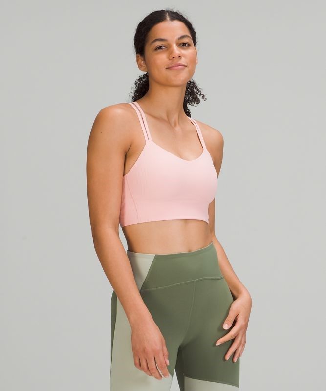 Lululemon Like a Cloud Ribbed Longline Bra Light Support Sport BH Dam Rosa | RVQB-92715