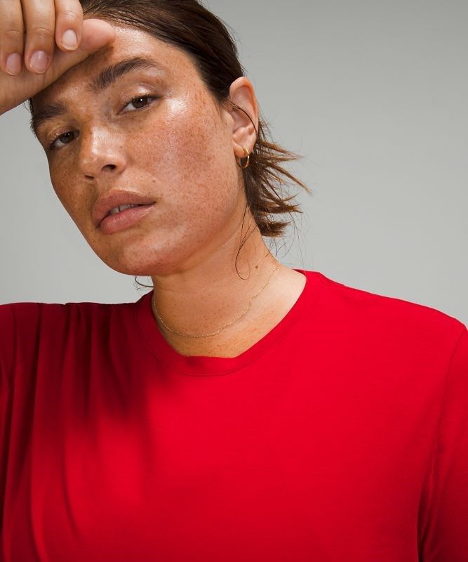 Lululemon Love Crew Short Sleeve T-Shirt Blast Dam Mörkröda | CZFH-58917