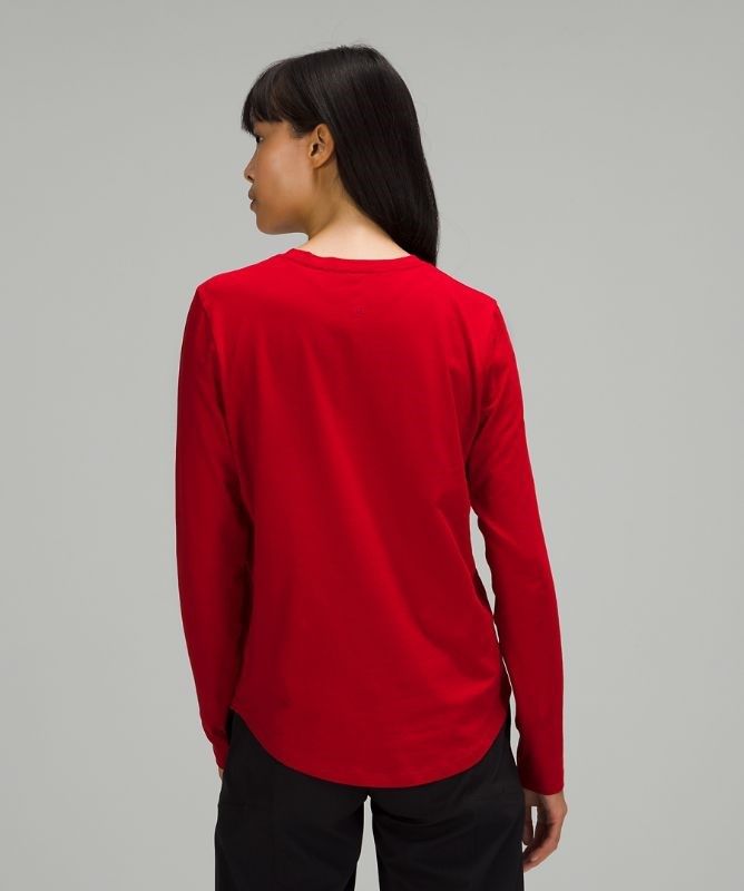 Lululemon Love Long Sleeve Shirt Blast Dam Mörkröda | UZWF-79246