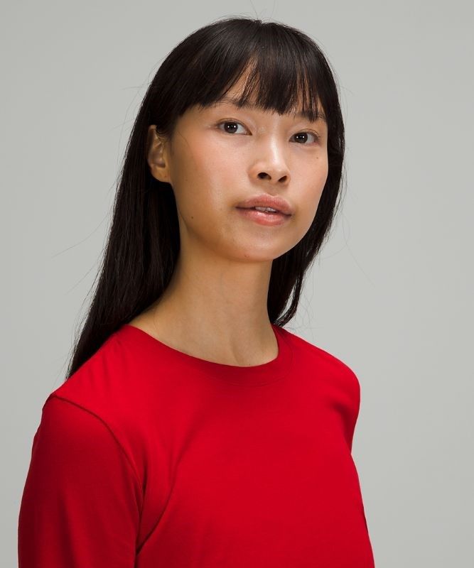 Lululemon Love Long Sleeve Shirt Blast Dam Mörkröda | UZWF-79246