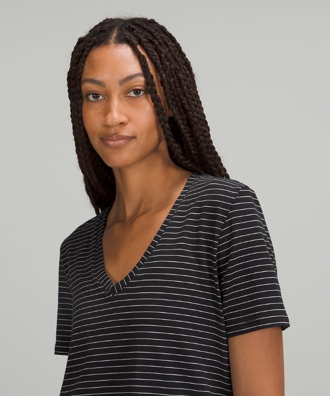 Lululemon Love V-Neck Blast Dam Svarta Vita | RTZV-14203