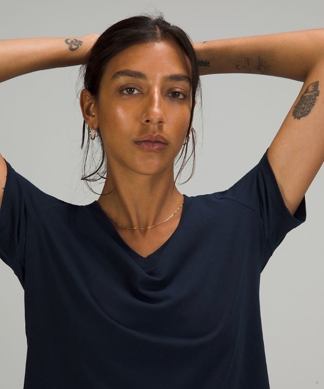 Lululemon Love V-Neck T-Shirt Blast Dam Marinblå | IRYB-21859