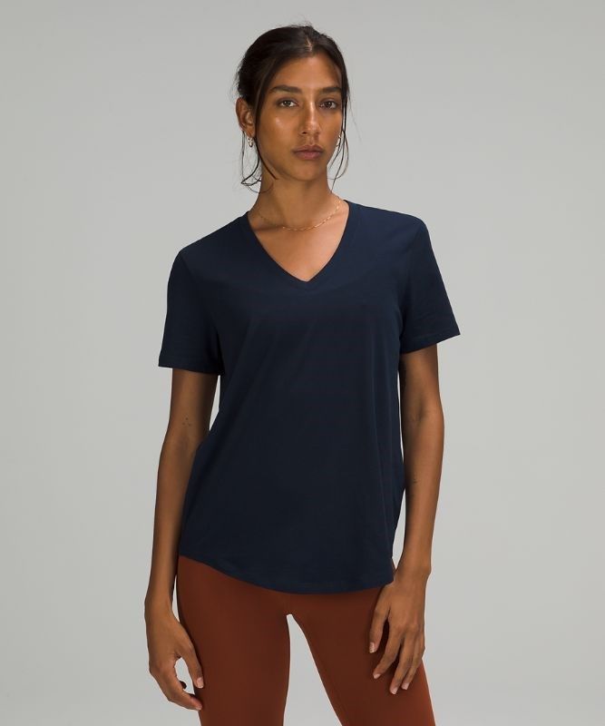 Lululemon Love V-Neck T-Shirt Blast Dam Marinblå | IRYB-21859