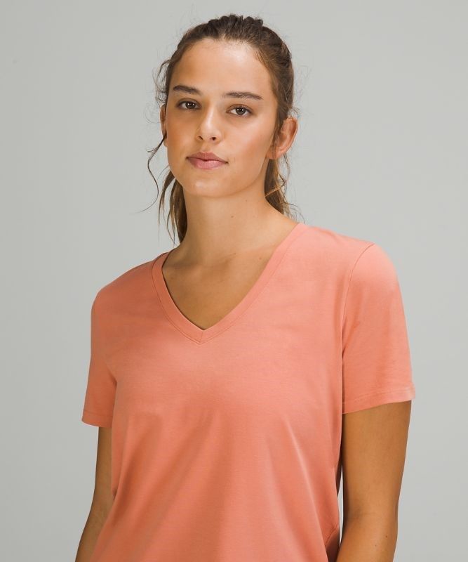 Lululemon Love V-Neck T-Shirt Blast Dam Rosa | ZVHT-70153