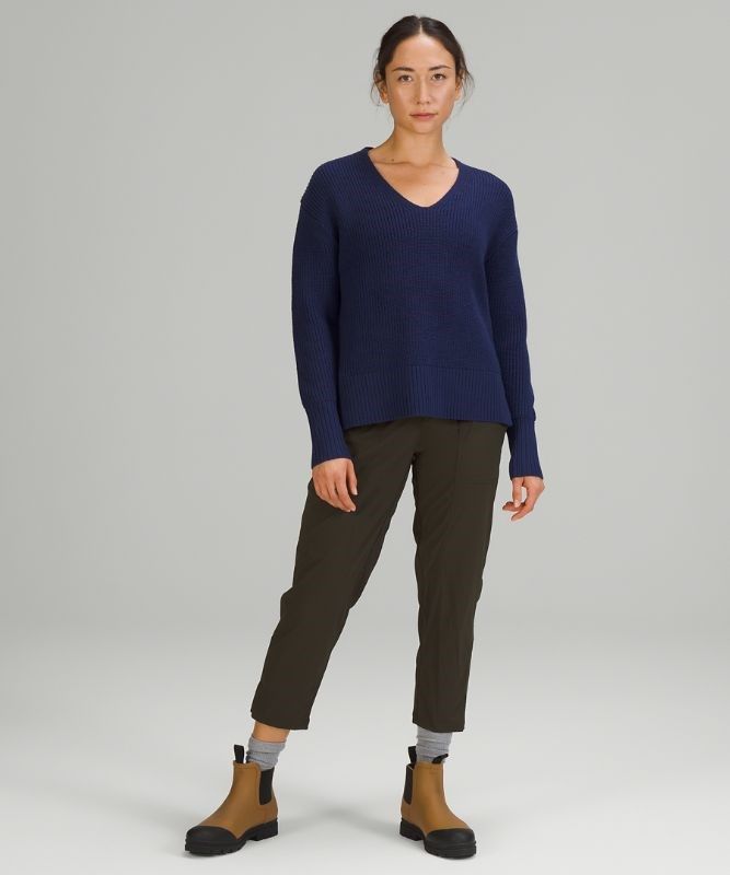 Lululemon Merino Wool V-Neck Sweater Tröjor Dam Night Sea | PRBA-96450