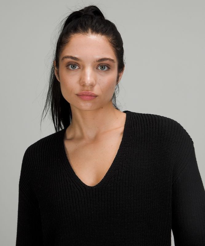 Lululemon Merino Wool V-Neck Sweater Tröjor Dam Svarta | ICJO-63291