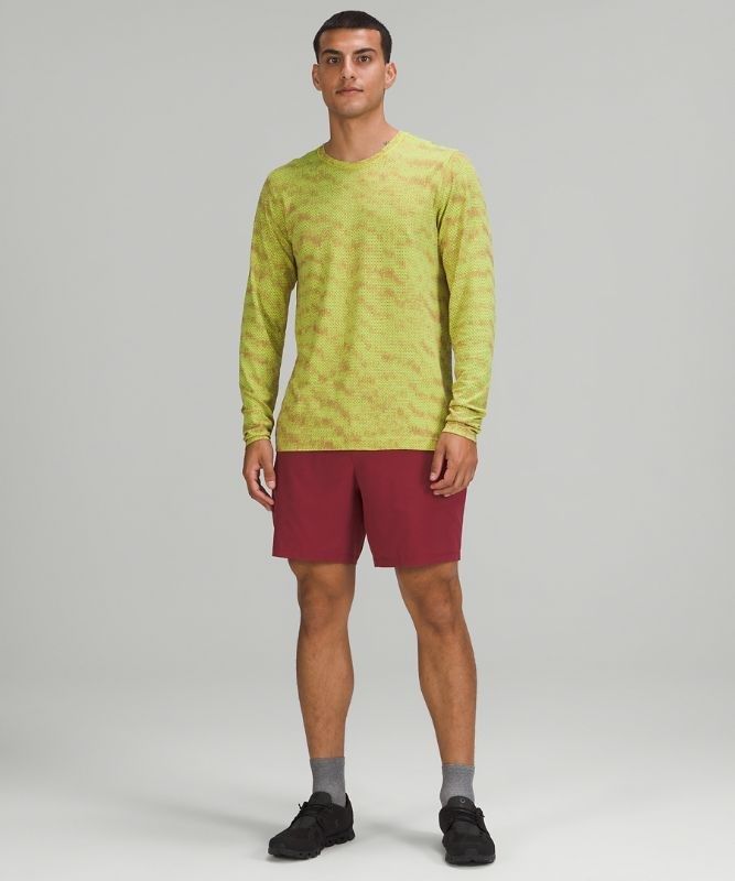 Lululemon Metal Vent Breathe LS Blast Herr Gula Vinröda | RFNI-53904