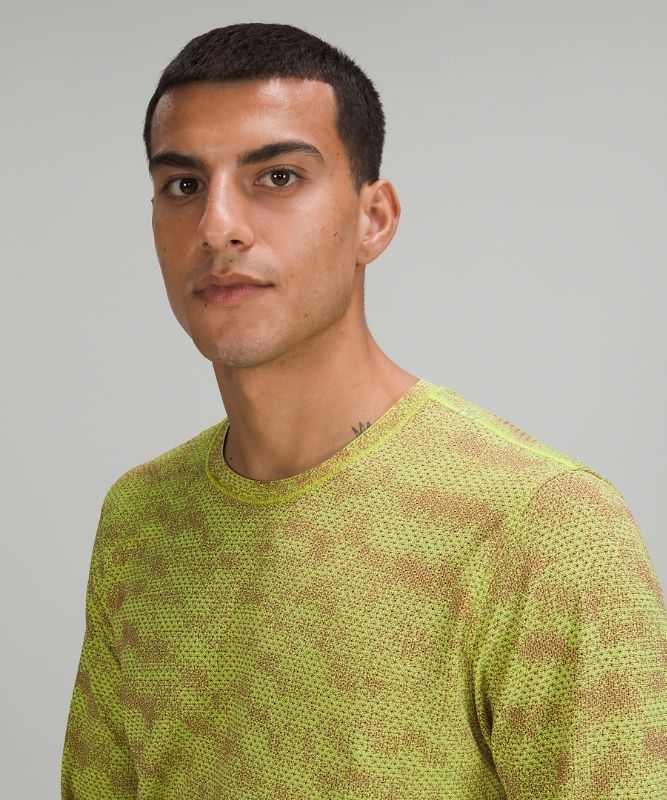 Lululemon Metal Vent Breathe LS Blast Herr Gula Vinröda | RFNI-53904