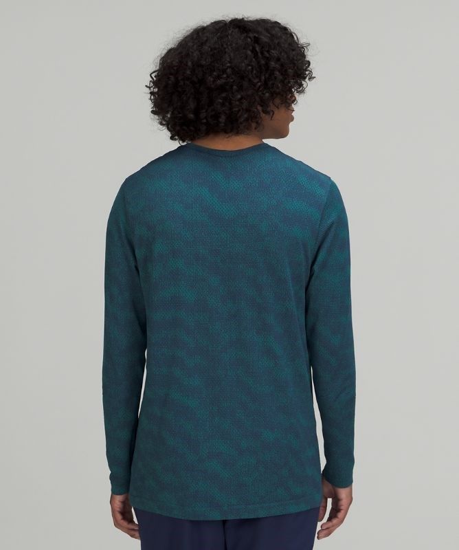 Lululemon Metal Vent Breathe LS Blast Herr Half Tone Night Sea | XNMF-17524