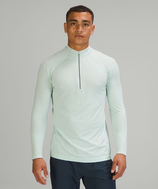 Lululemon Metal Vent Tech 1/2 Zip 2.0 Blast Herr Mintgröna Mintgröna | WZHR-67192