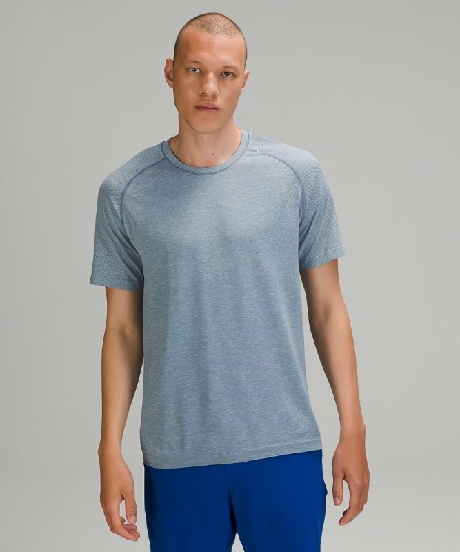 Lululemon Metal Vent Tech Short Sleeve Shirt 2.0 Blast Herr Vita Blå | BCQL-69085