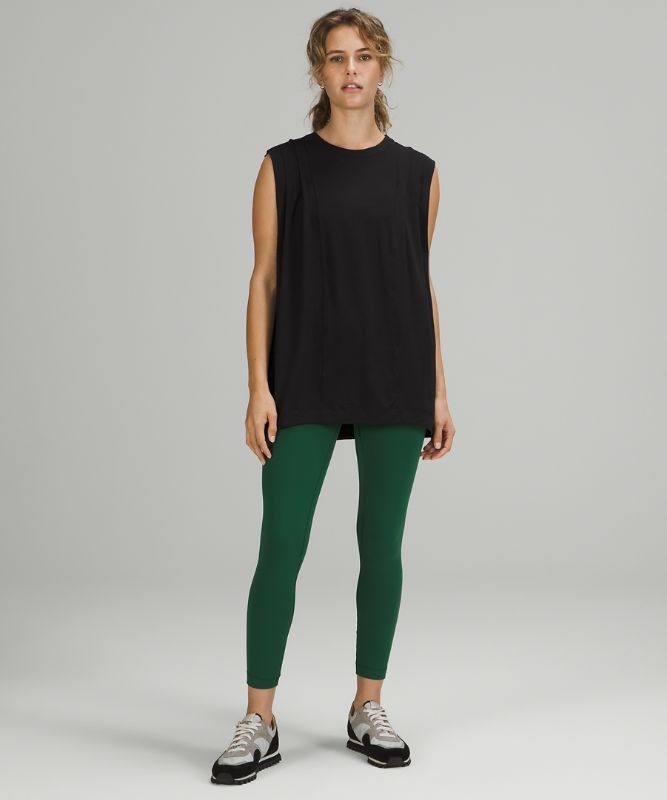 Lululemon Modal Pleated Shoulder Tank Top Blast Dam Svarta | UESN-21805
