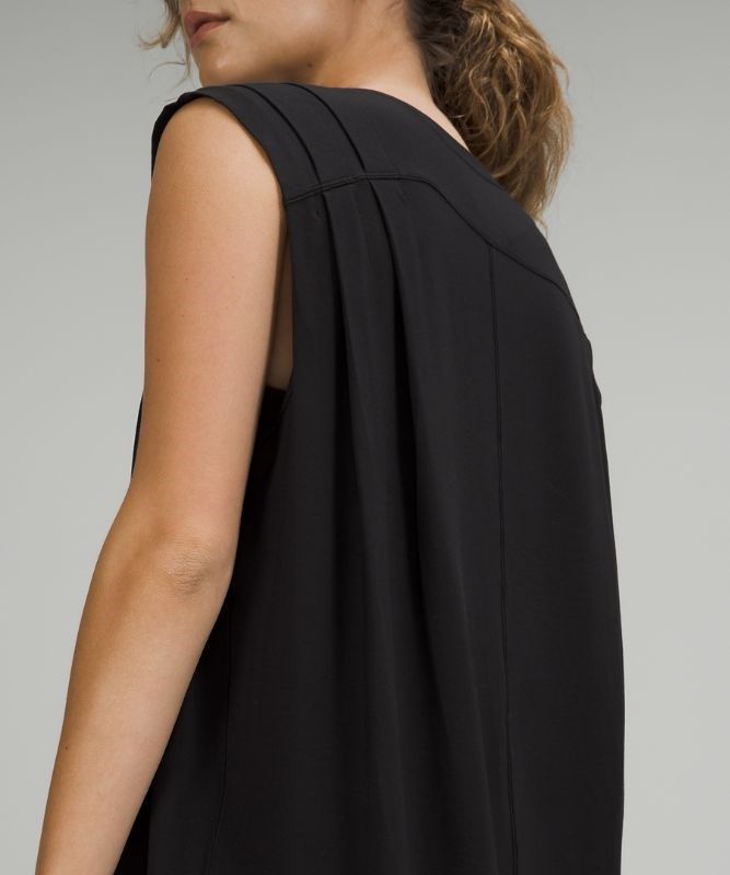 Lululemon Modal Pleated Shoulder Tank Top Blast Dam Svarta | UESN-21805
