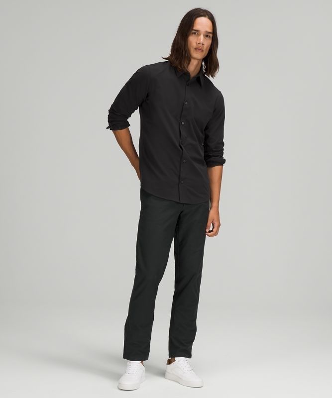Lululemon New Venture Long Sleeve Shirt Blast Herr Svarta | HXVA-54376