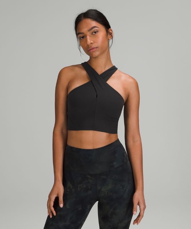 Lululemon Nulu Wrap-Front Long-Line Bra Light Supports Sport BH Dam Svarta | ELBW-94273