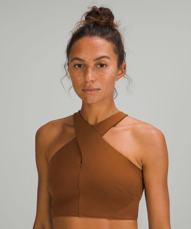 Lululemon Nulu Wrap-Front Long Line Bra Sport BH Dam Koppar Bruna | ICGR-69481