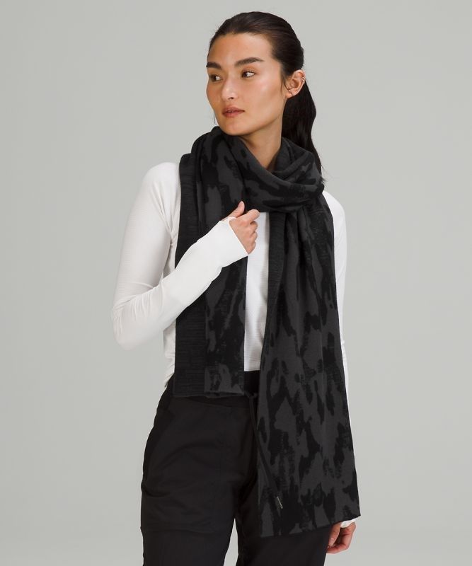 Lululemon Oversized Camo Jacquard Scarf Halsduk Accessories Svarta Mörkgrå | GWJM-19673