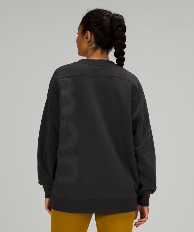 Lululemon Perfectly Oversized Crew Logo Tröjor Dam Svarta | AZFS-85479