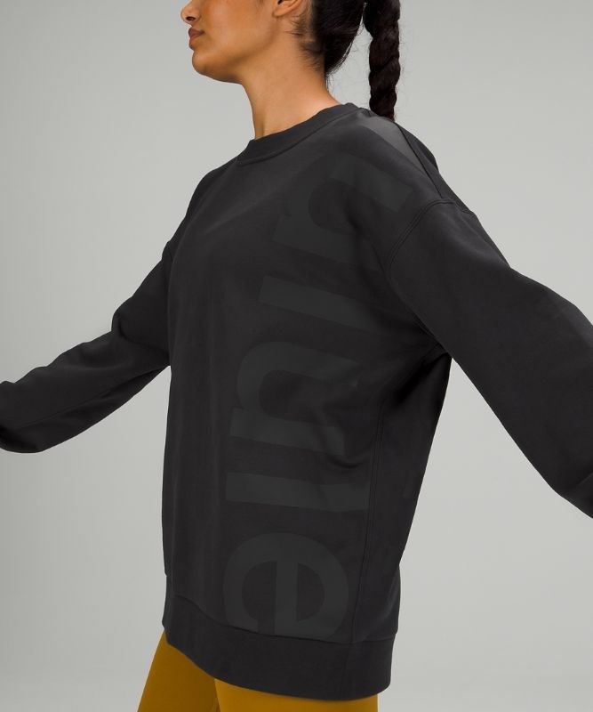 Lululemon Perfectly Oversized Crew Logo Tröjor Dam Svarta | AZFS-85479