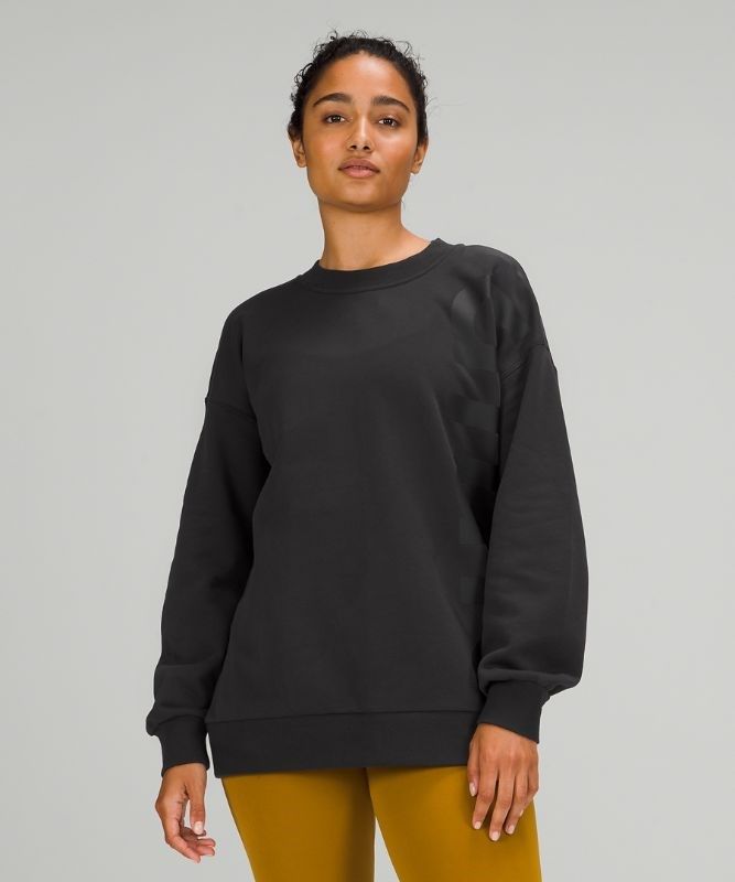 Lululemon Perfectly Oversized Crew Logo Tröjor Dam Svarta | AZFS-85479