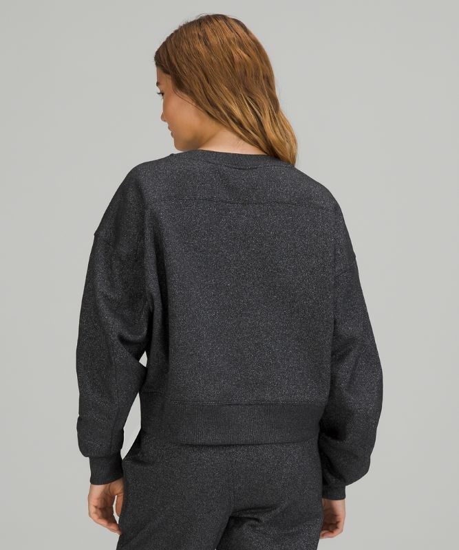 Lululemon Perfectly Oversized Cropped Crew Spark Tröjor Dam Svarta | PTCJ-52784