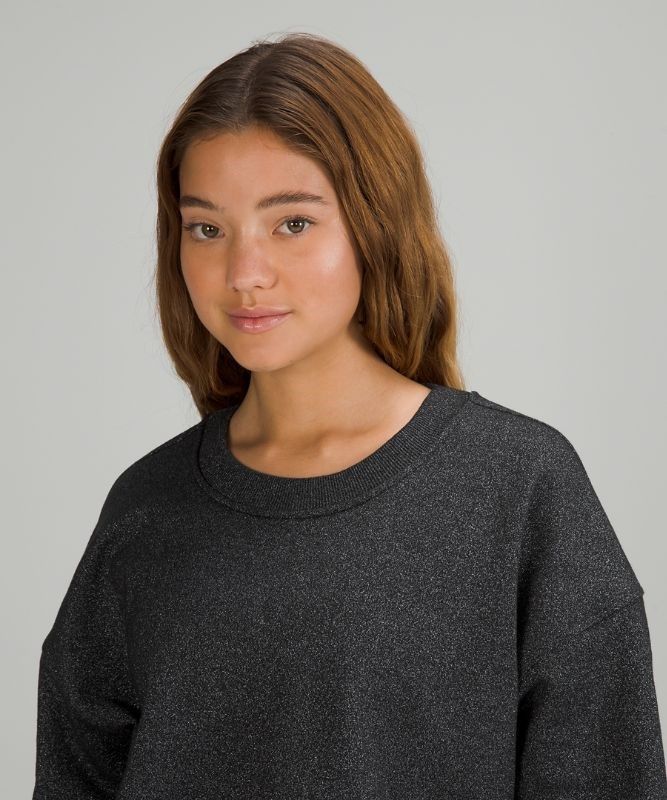Lululemon Perfectly Oversized Cropped Crew Spark Tröjor Dam Svarta | PTCJ-52784