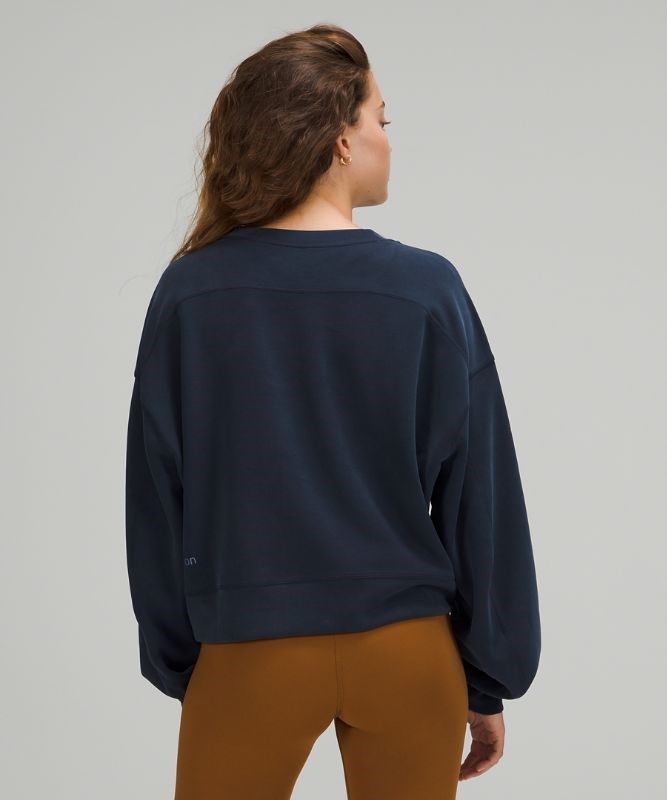 Lululemon Perfectly Oversized Cropped Crew Softstreme Tröjor Dam Marinblå | JYXN-45981