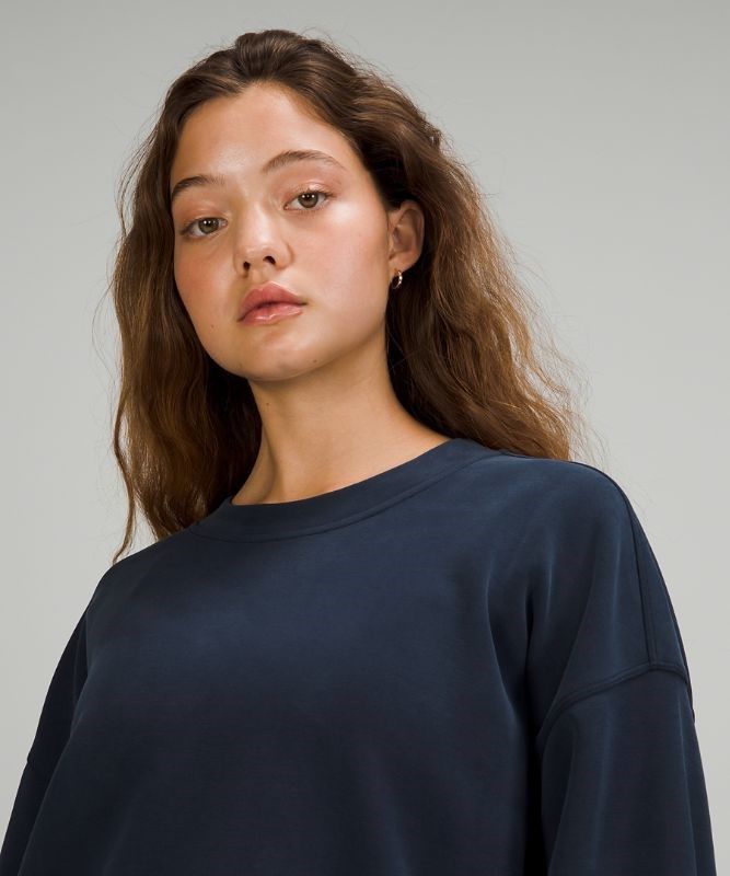 Lululemon Perfectly Oversized Cropped Crew Softstreme Tröjor Dam Marinblå | JYXN-45981