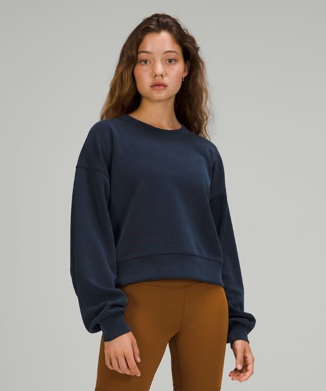 Lululemon Perfectly Oversized Cropped Crew Softstreme Tröjor Dam Marinblå | JYXN-45981