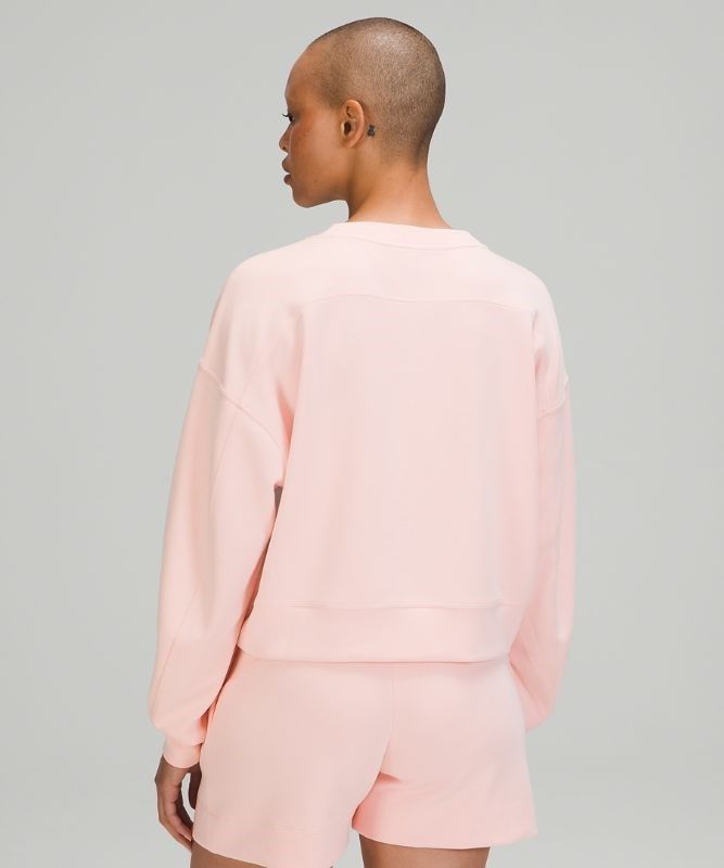 Lululemon Perfectly Oversized Cropped Crew Softstreme Tröjor Dam Rosa Vita | IJRB-25086