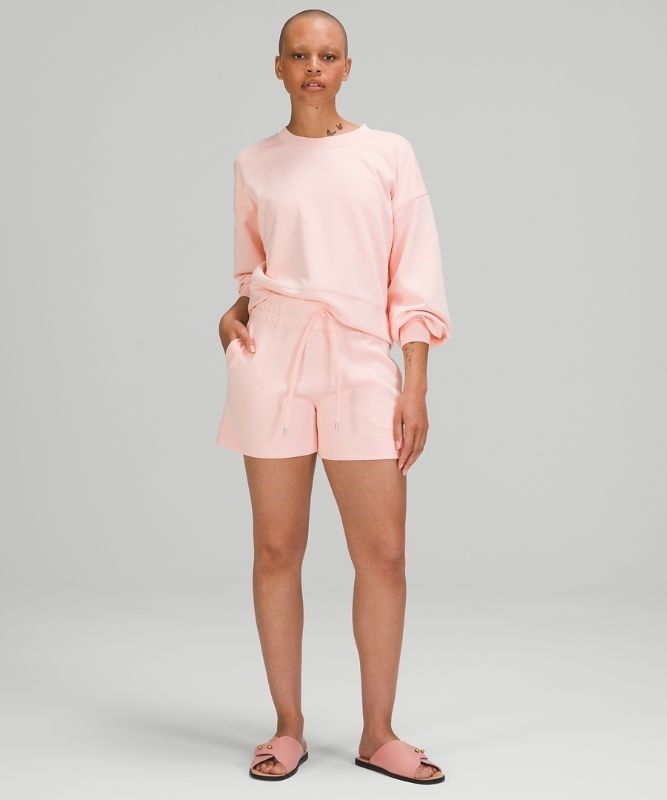 Lululemon Perfectly Oversized Cropped Crew Softstreme Tröjor Dam Rosa Vita | IJRB-25086