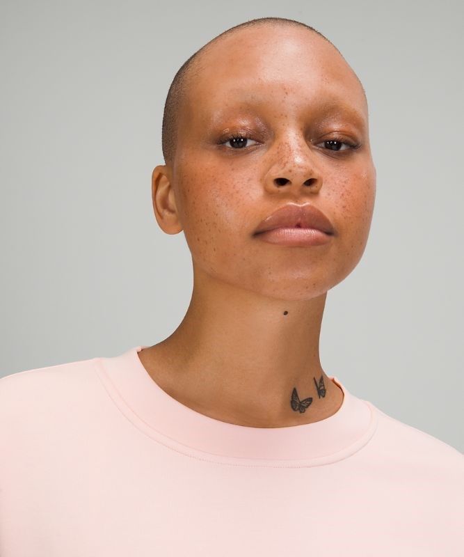 Lululemon Perfectly Oversized Cropped Crew Softstreme Tröjor Dam Rosa Vita | IJRB-25086