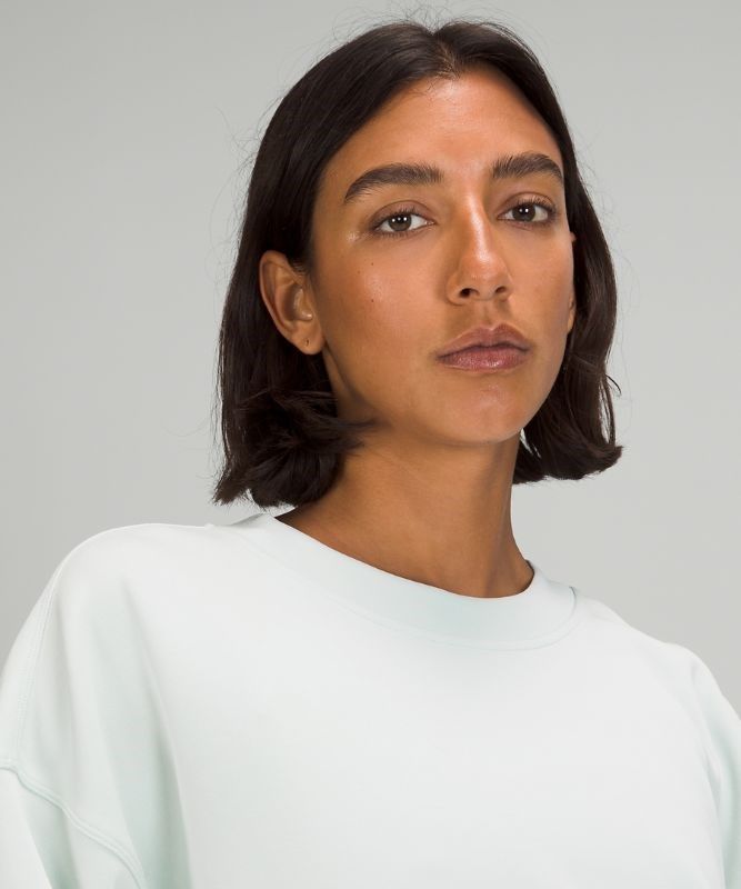 Lululemon Perfectly Oversized Cropped Crew Softstreme Tröjor Dam Ocean Air | XWZI-23107