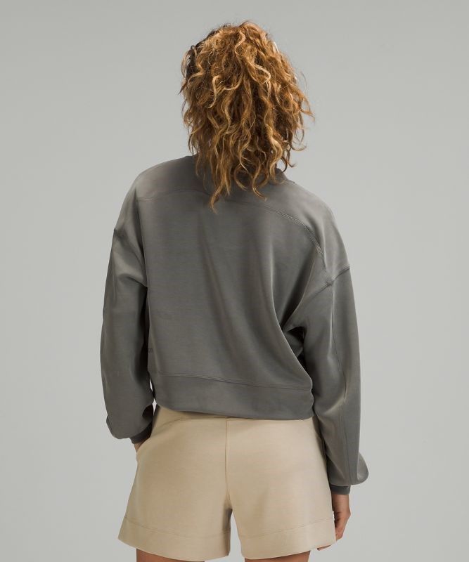 Lululemon Perfectly Oversized Cropped Crew Softstreme Tröjor Dam Grå Olivgröna | UYOB-73410