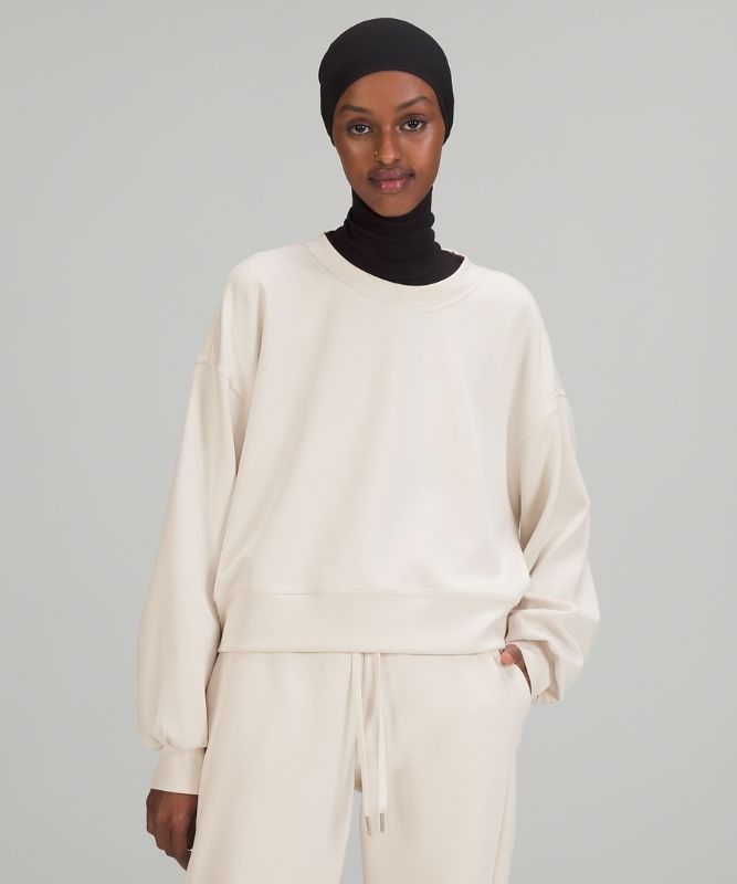 Lululemon Perfectly Oversized Cropped Crew Softstreme Tröjor Dam Vita | TAEZ-07536