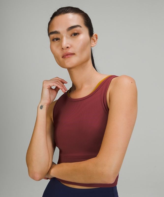 Lululemon Power Pivot Tank Rib Blast Dam Vinröda | MDAV-01793