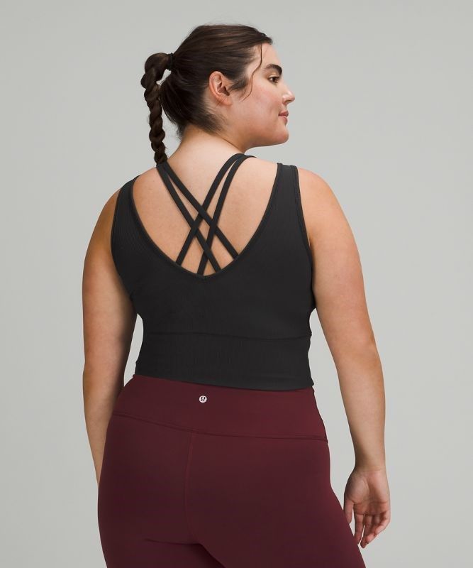 Lululemon Power Pivot Tank Top Rib Blast Dam Svarta | XVPC-23789