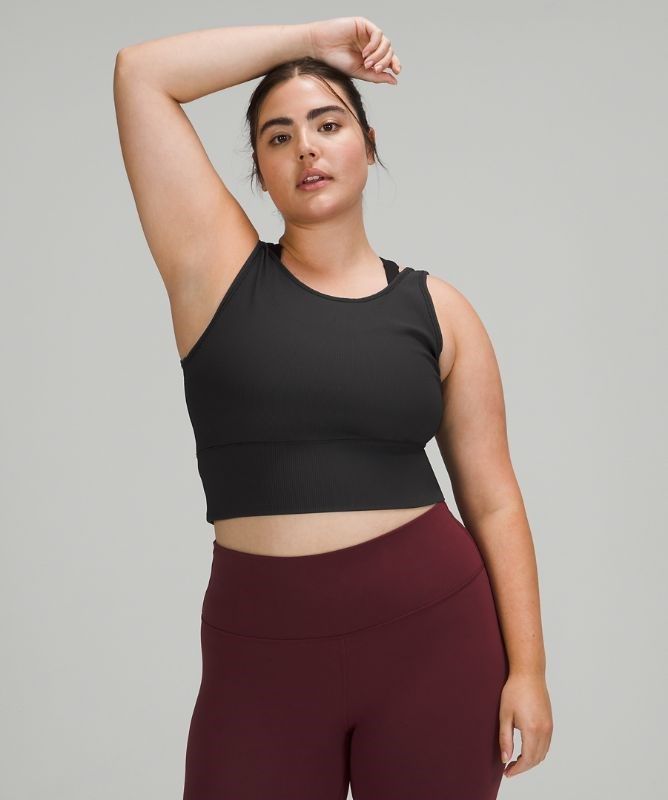 Lululemon Power Pivot Tank Top Rib Blast Dam Svarta | XVPC-23789