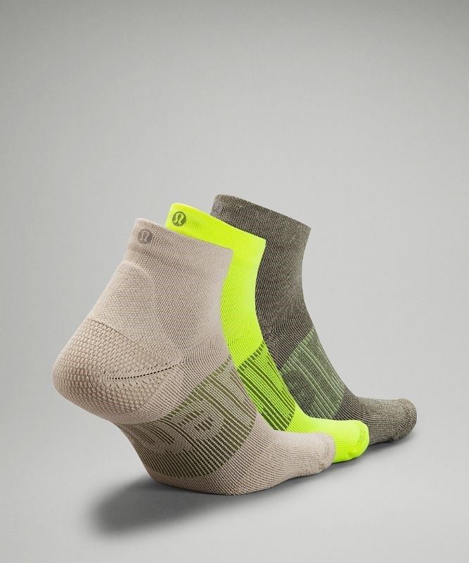 Lululemon Power Stride Ankle Sock 3P Strumpor Accessories Beige Gula Olivgröna | DOUQ-85790