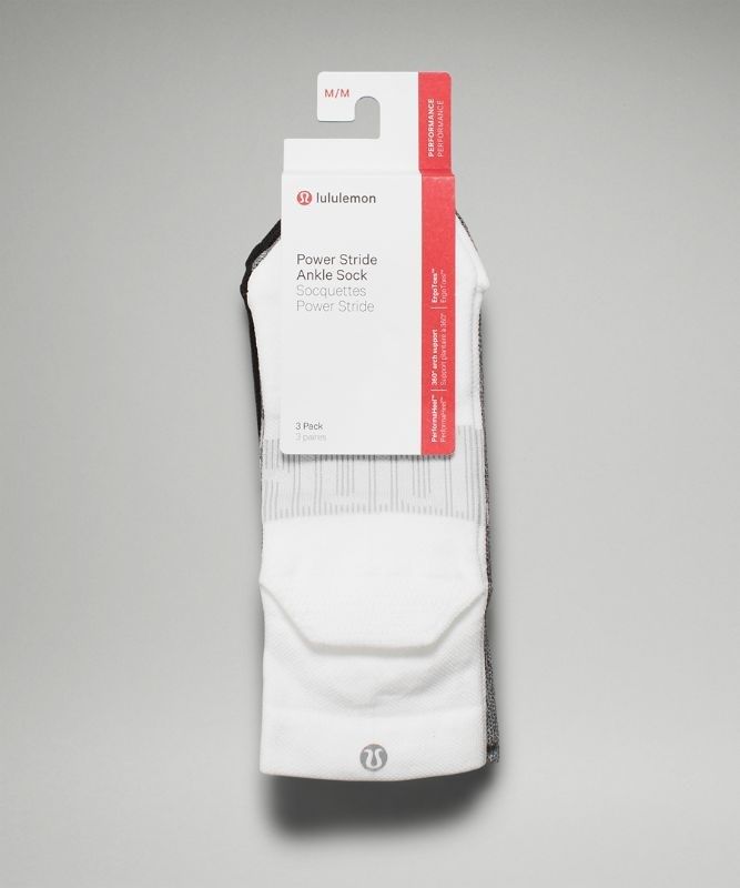 Lululemon Power Stride Ankle Sock 3 Pack Strumpor Accessories Vita Grå Svarta | LWVT-69457