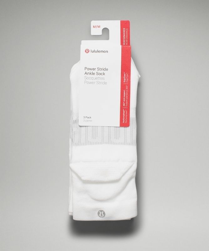 Lululemon Power Stride Ankle Sock 3 Pack Strumpor Accessories Vita | LQPZ-67583